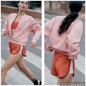 Anthropologie Daily Practice Pink Zip Up Sweatshirt Activewear Running Small